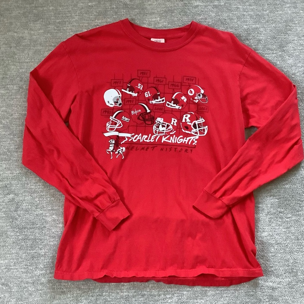 Rutgers Scarlet Knights Helmet History Tee Sz. L